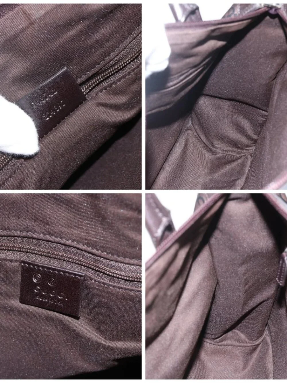 GUCCI GG Canvas Tote Bag Nylon outlet Dark Brown Silver 143742 Auth am10768 - Picture 15 of 16